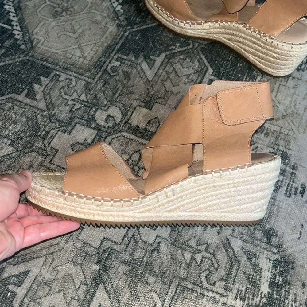 Eileen Fisher women’s Willow Tumbled Leather Wedge Espadrille size 11